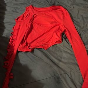 cropped red top